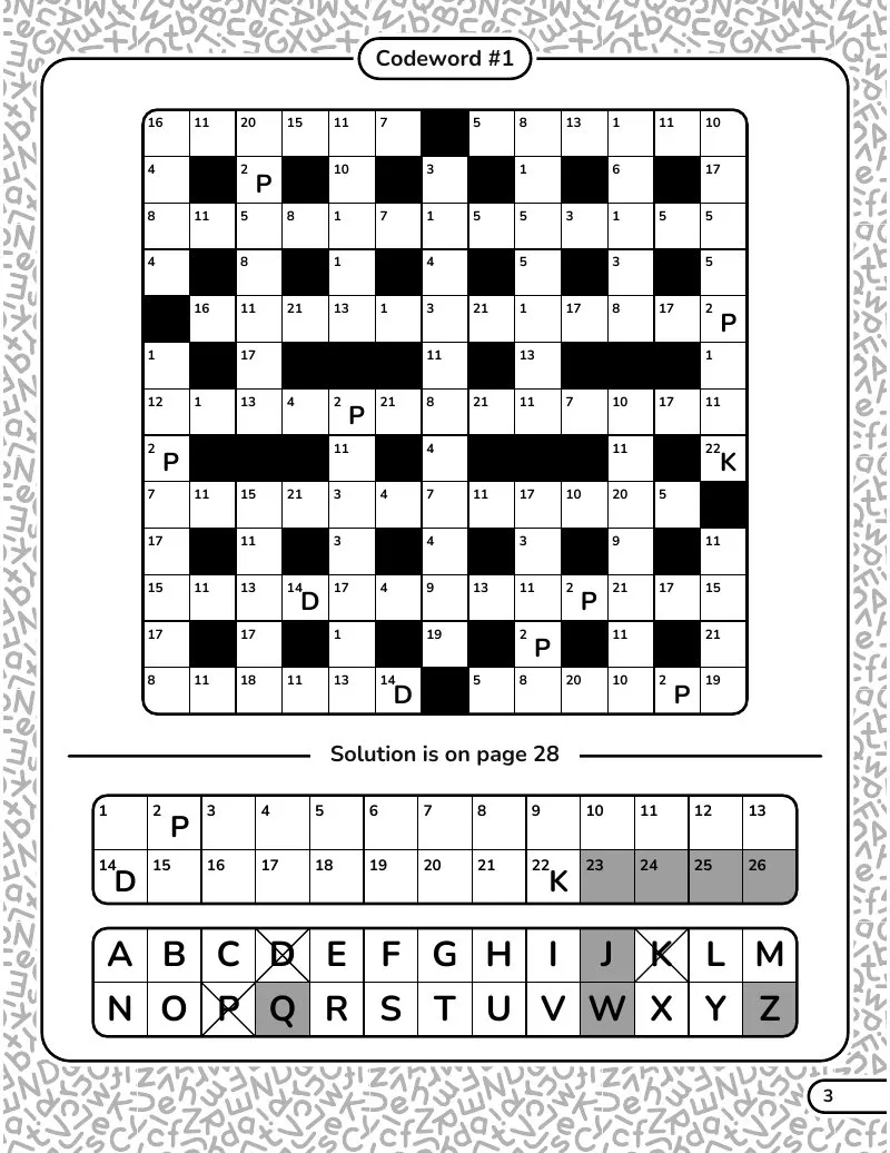 A page from the Codewords bonus